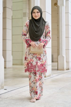 Baju Kurung Sulam Aylin - Camellia Argent