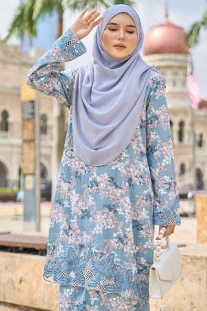 Baju Kurung Sulam Aylin – Salvia Acero