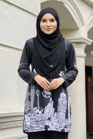 Muslimah Jersey Jiwa Merdeka - Perkasa Black