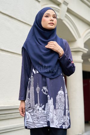 Muslimah Jersey Jiwa Merdeka - Warisan Navy Blue