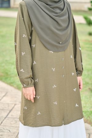 Tunic Coquette Sulam Ribbon Camile - Olive Green