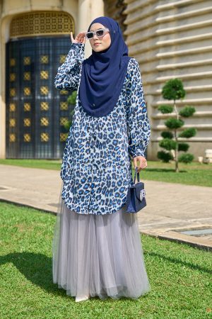 Blouse Nazuha - Emily Leopard Blue