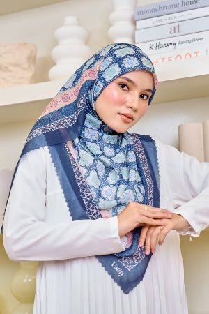 Valily Tudung Bawal Cotton Voile Essaouira - Yara Indigo