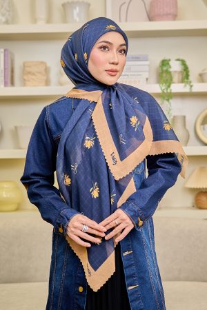 Valily Tudung Bawal Cotton Voile Essaouira - Zyra Navy