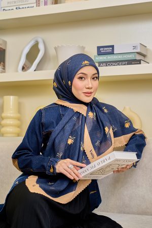 Valily Tudung Bawal Cotton Voile Essaouira - Zyra Navy