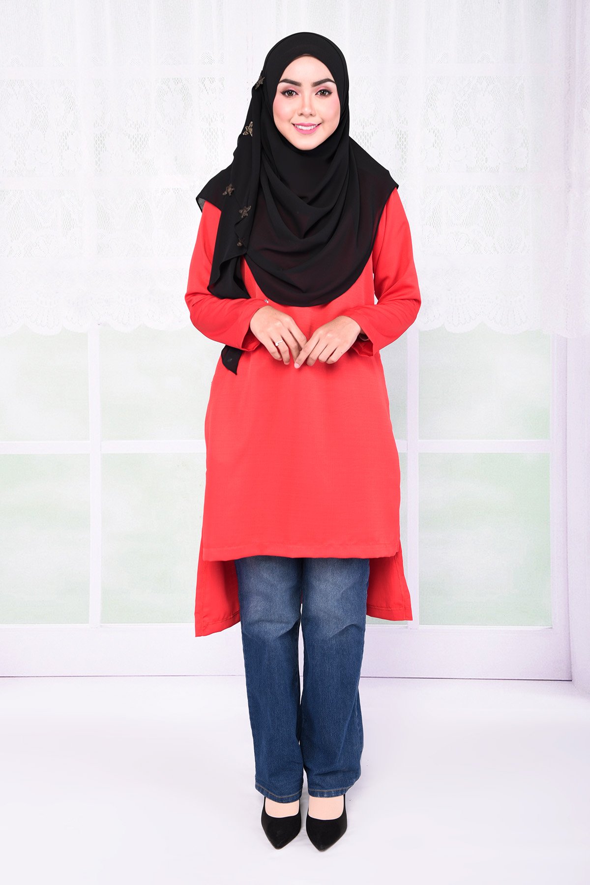 Tunic Shanghai - Crimson Red - MuslimahClothing.Com