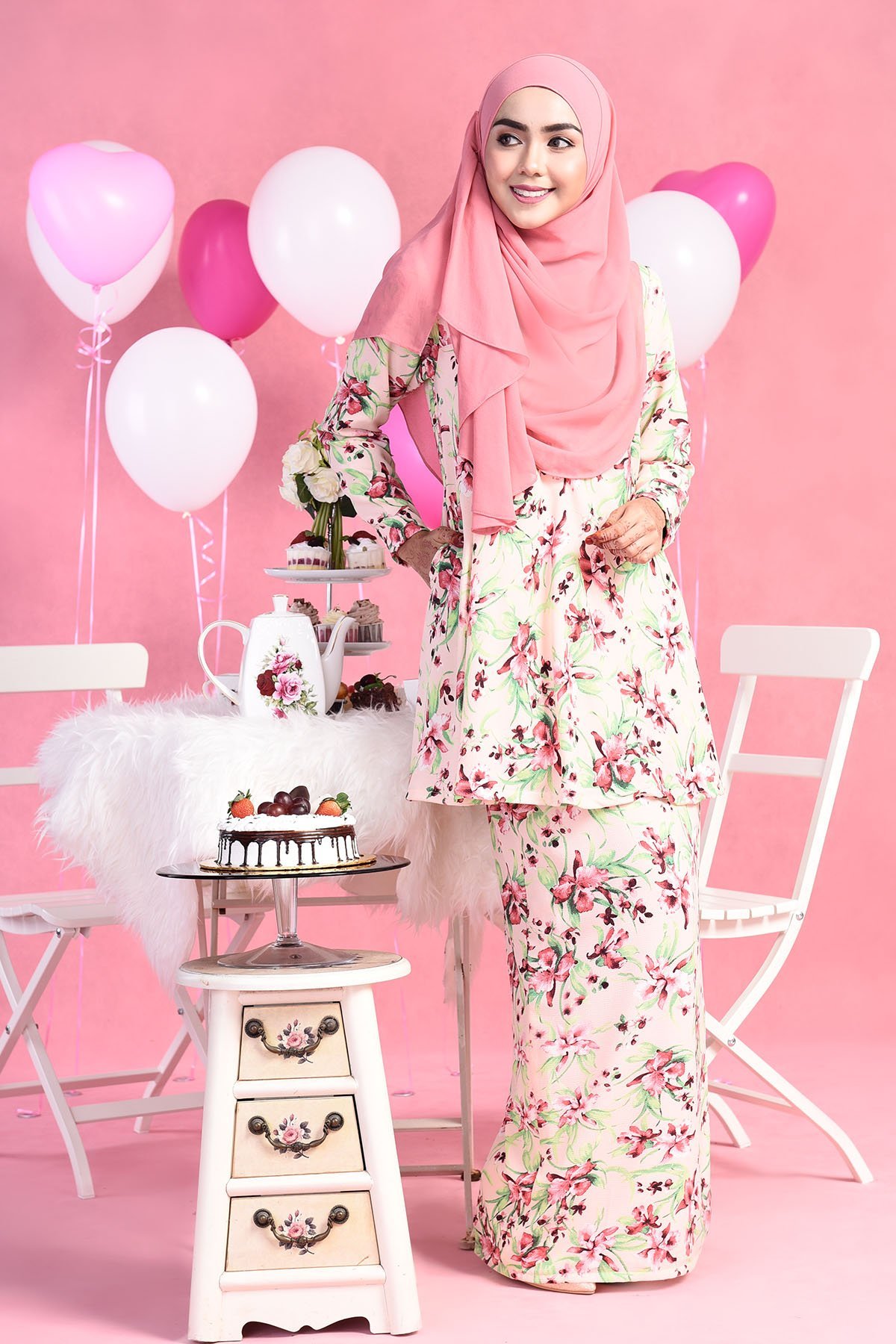  Baju  Kurung  Barbie  Saloma Princess Pink 