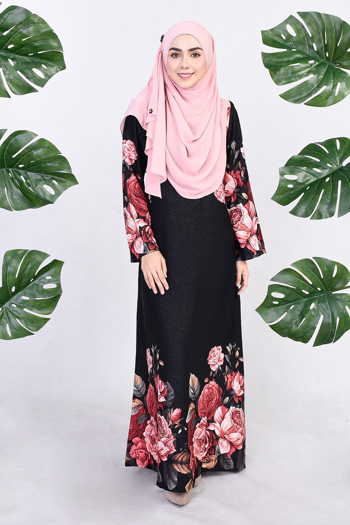 Abaya Fiona - Black Roses