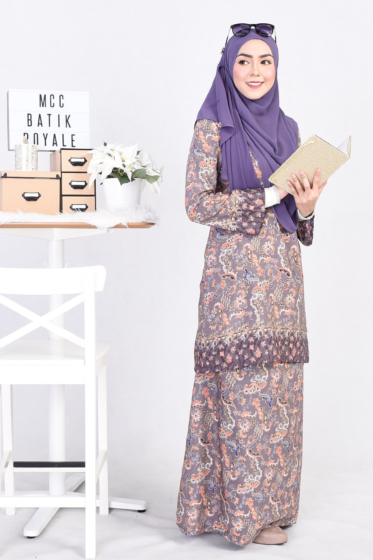  Baju  Kurung Batik  Naira Purple MuslimahClothing Com