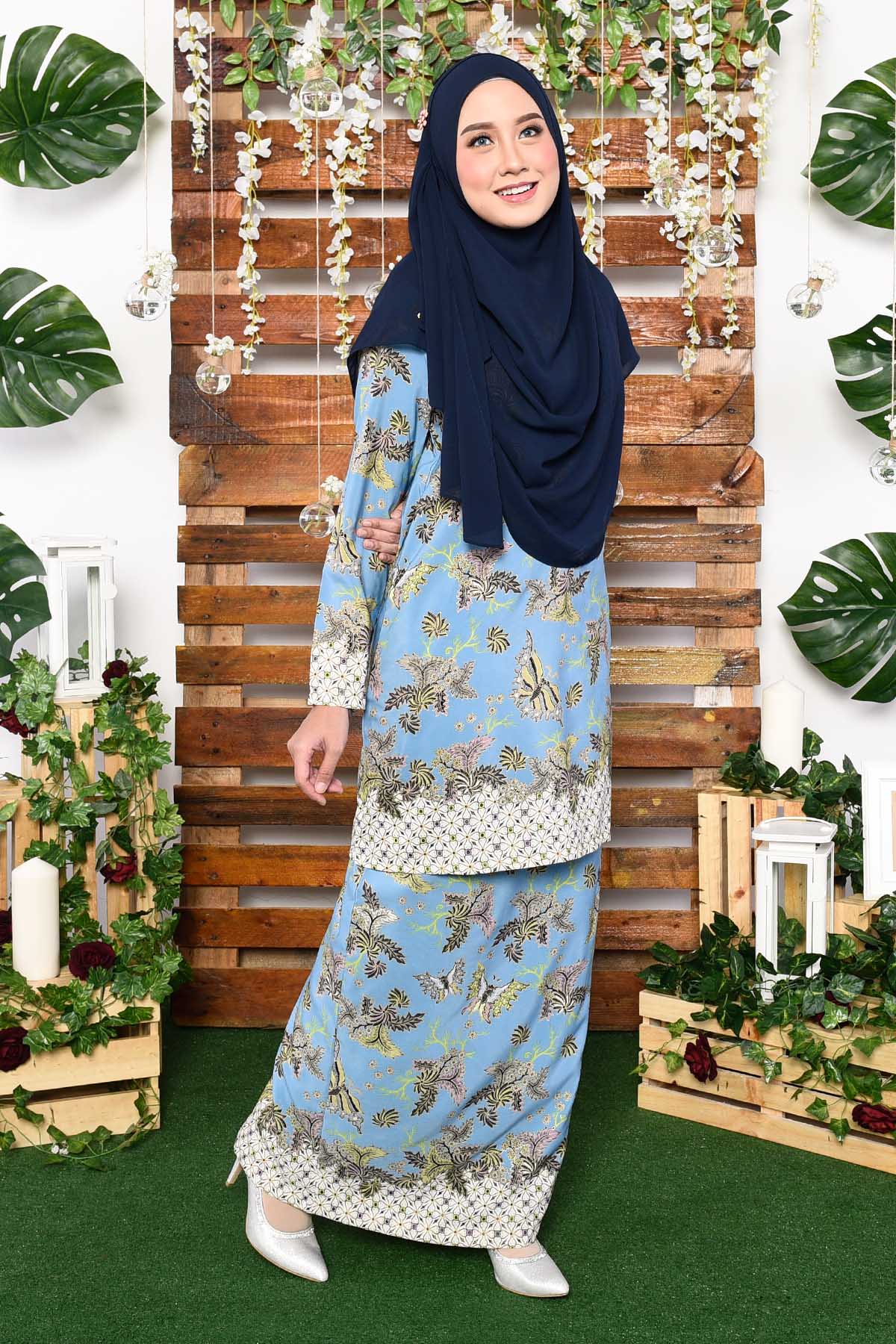  Baju  Kurung  Batik  Naida Sky Blue MuslimahClothing Com